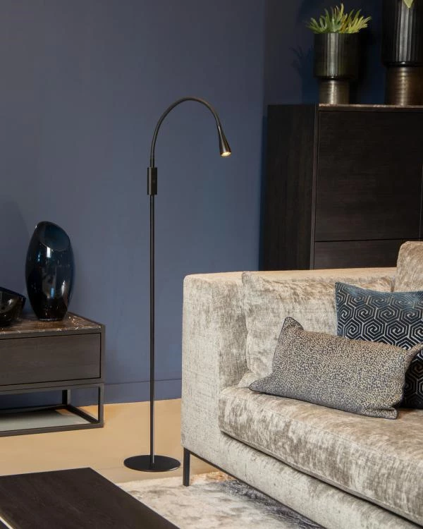 Lucide ZOZY - Floor reading lamp- LED 3 StepDim - 1x4W 3000K - Black - atmosphere 1